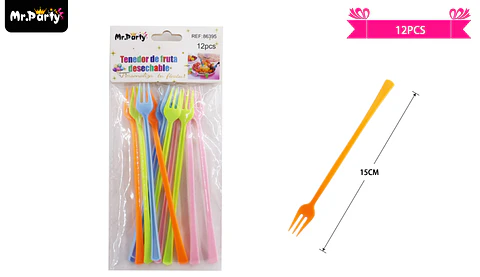 Tenedores de frutas colores surtidos de pasteles 15cm 12pcs