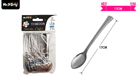 Cucharas desechables grande plateado 17cm 12pcs
