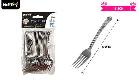 Tenedores desechables grande plateado 18.5cm 12pcs