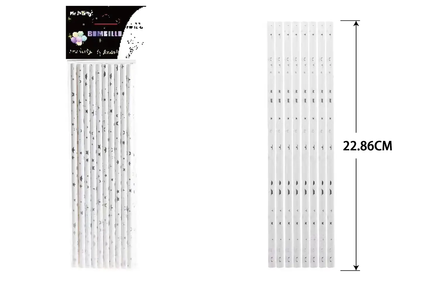 Bombillas de papel estrellas plateado 20pcs  2