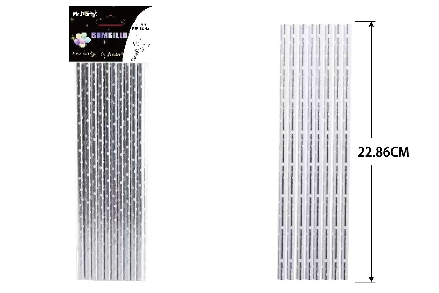 Bombillas de papel puntos plateado 20pcs  2