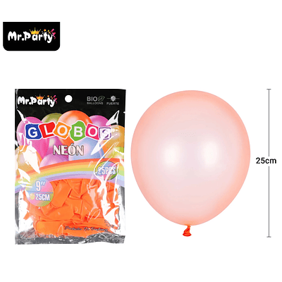 Globos de látex naranja fluorescente 25cm 25pcs