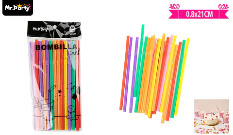 Bombillas de plásticas flexibles multicolor 21cm 50pcs