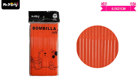 Bombillas de plásticas flexibles rojo 21cm 100pcs