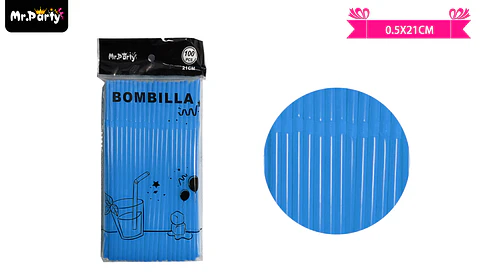 Bombillas de plásticas flexibles azul 21cm 100pcs