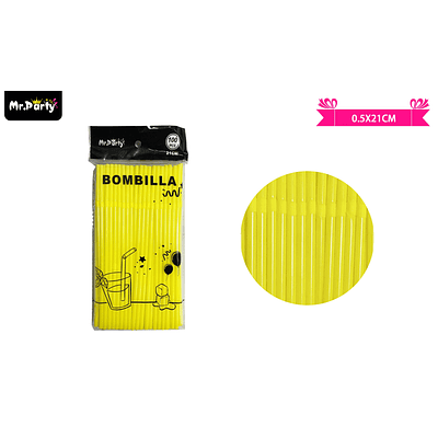 Bombillas de plásticas flexibles amarillo 21cm 100pcs