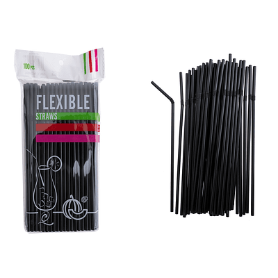Bombillas de plásticas flexibles negro 21cm 100pcs