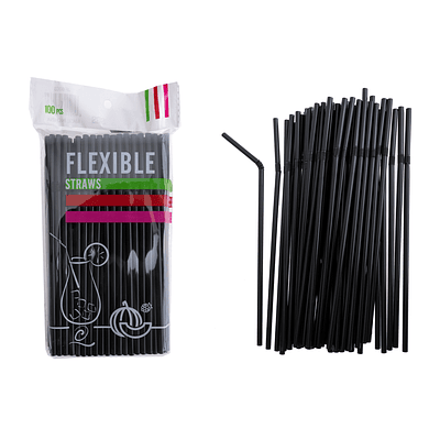 Bombillas de plásticas flexibles negro 21cm 100pcs