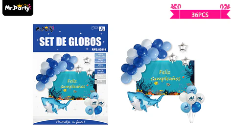 Set de globos látex de océano con fondo 36pcs