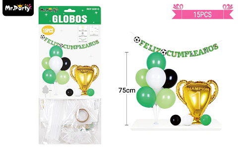 Set de globos con base y guirnalda trofeo 15pcs