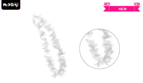 Collar cotillón hawaiano blanco 48cm