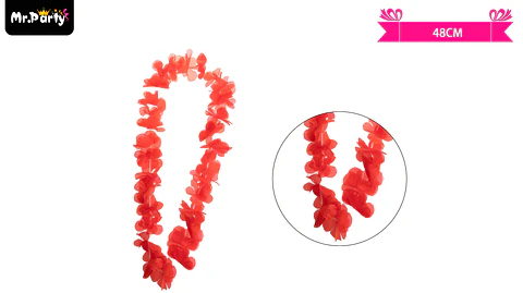 Collar cotillón hawaiano rojo 48cm