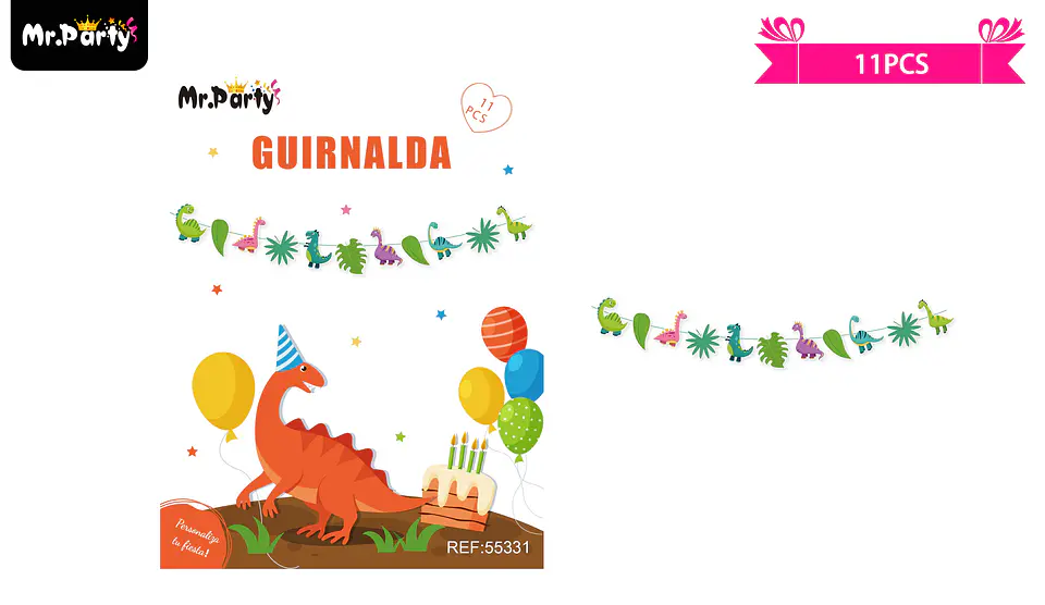 Guirnalda de dinosaurio 3m 11pcs 1