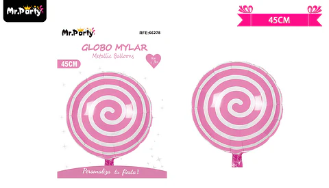 Globo metálico caramelo candy rosa 45cm