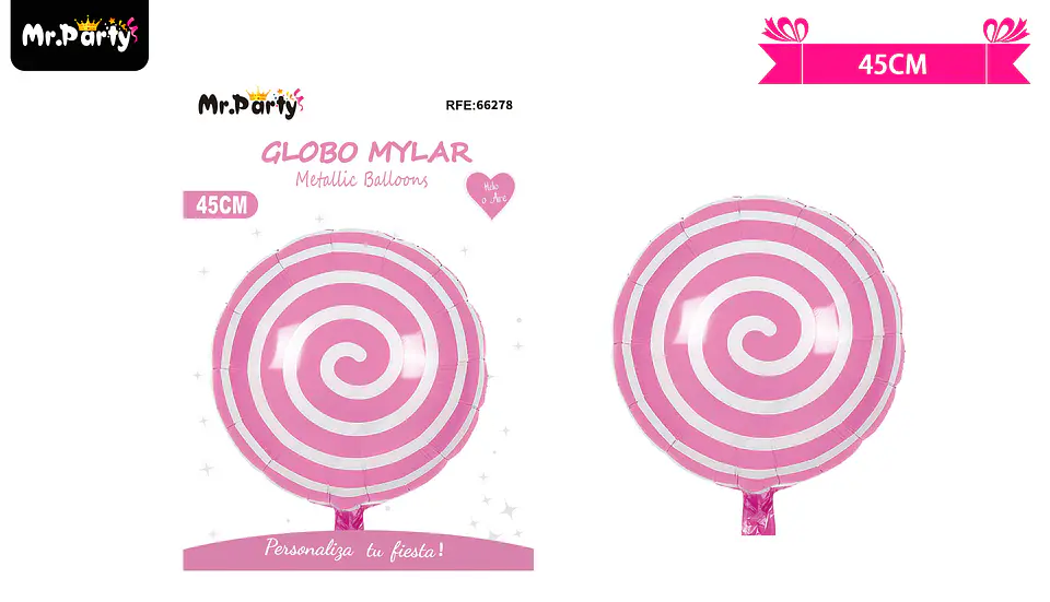 Globo metálico caramelo candy rosa 45cm 1