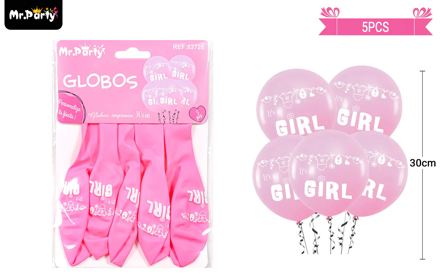 Globos de látex mate rosado baby shower 30cm 5pcs 1