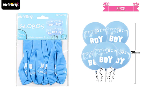 Globos de látex mate celeste baby shower 30cm 5pcs
