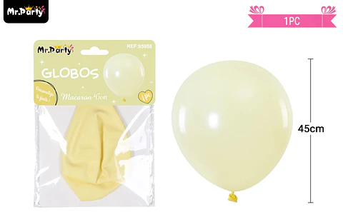 Globo de látex color pastel amarillo 45cm