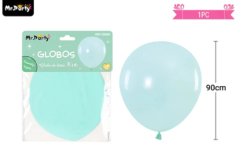 Globo de látex color pastel azul tiffany 90cm