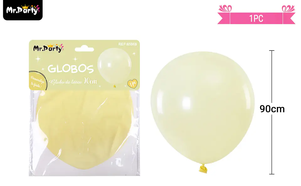 Globo de látex color pastel amarillo 90cm 1