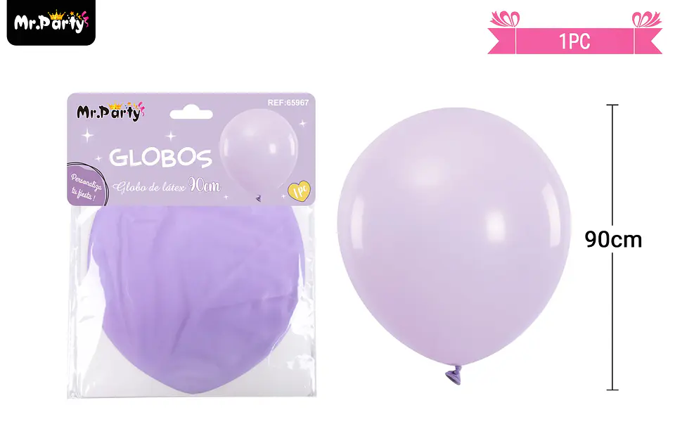 Globo de látex color pastel morado 90cm 1