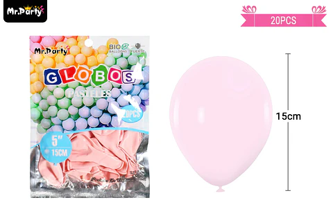 Globos de látex color pastel rosa 15cm 20pcs