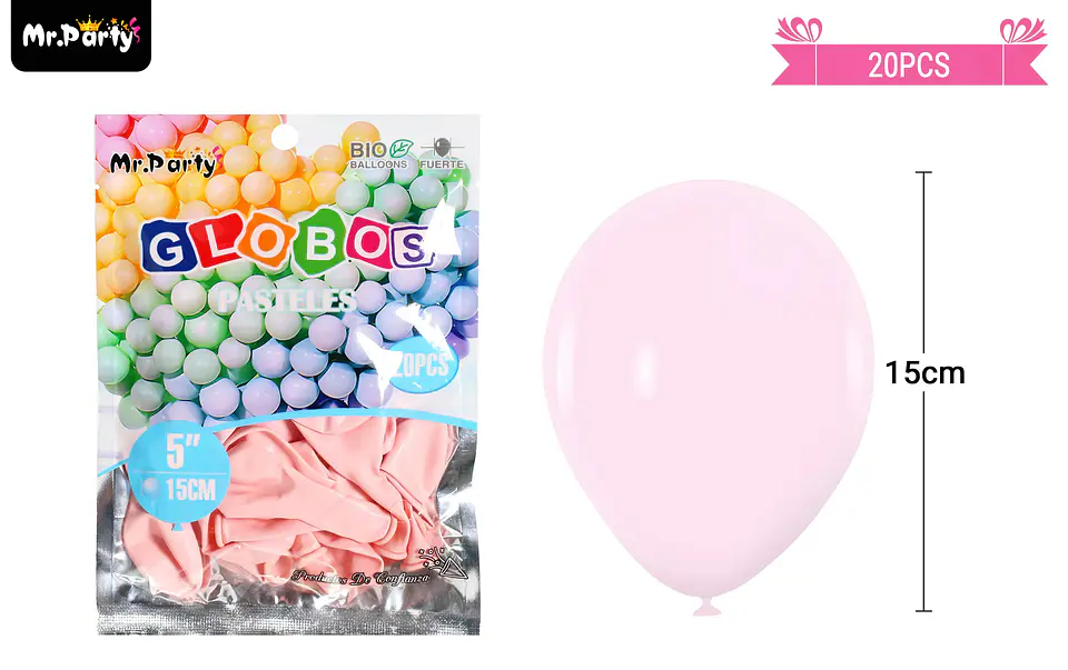 Globos de látex color pastel rosa 15cm 20pcs 2