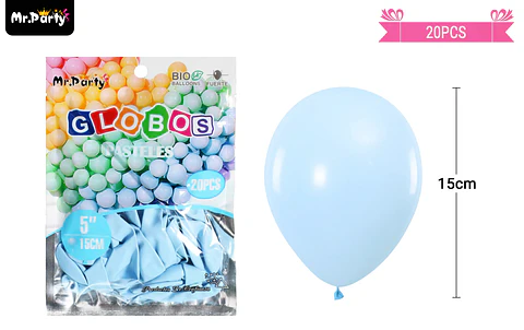 Globos de látex color pastel celeste 15cm 20pcs