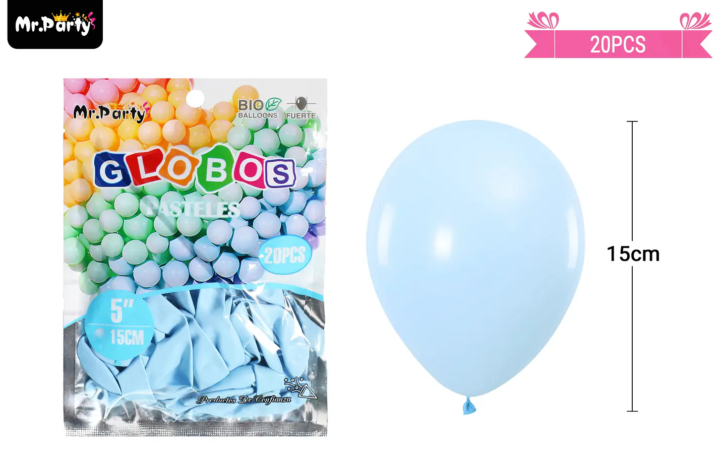Globos de látex color pastel celeste 15cm 20pcs 2