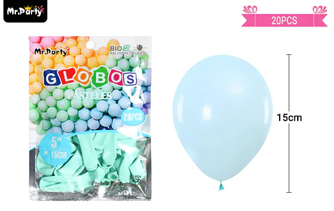 Globos de látex color pastel azul tiffany 15cm 20pcs