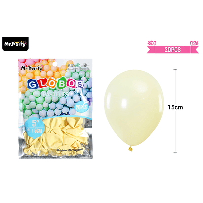 Globos de látex color pastel amarillo 15cm 20pcs