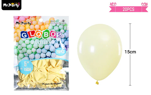 Globos de látex color pastel amarillo 15cm 20pcs