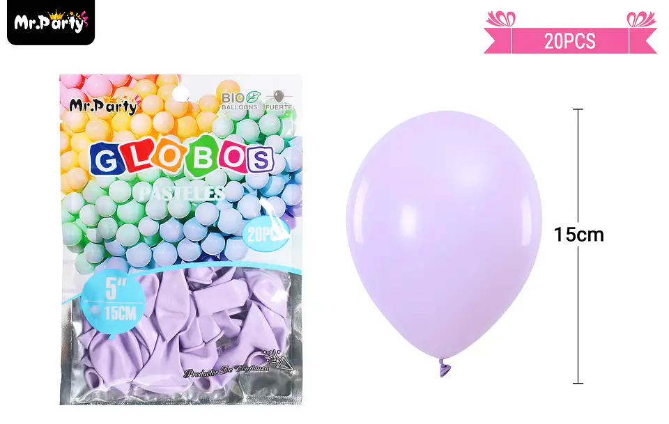 Globos de látex color pastel morado 15cm 20pcs 2