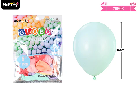 Globos de látex color pastel colores surtidos 15cm 20pcs