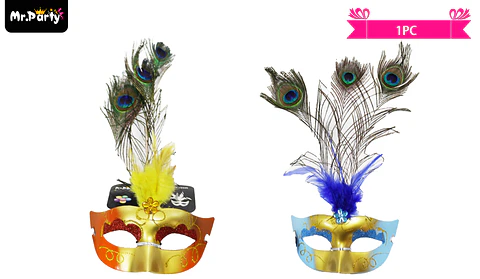 Antifaz con plumas para fiesta color aleatorio