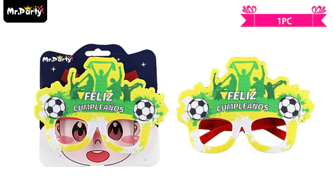 Lentes cotillón feliz cumpleaños con fútbol