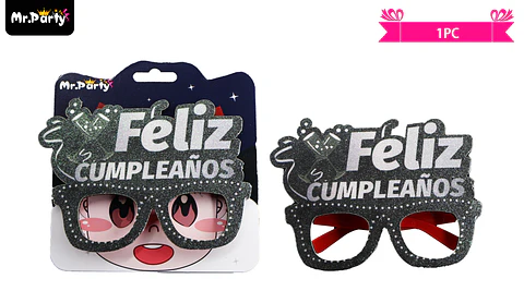 Lentes cotillón feliz cumpleaños con copas