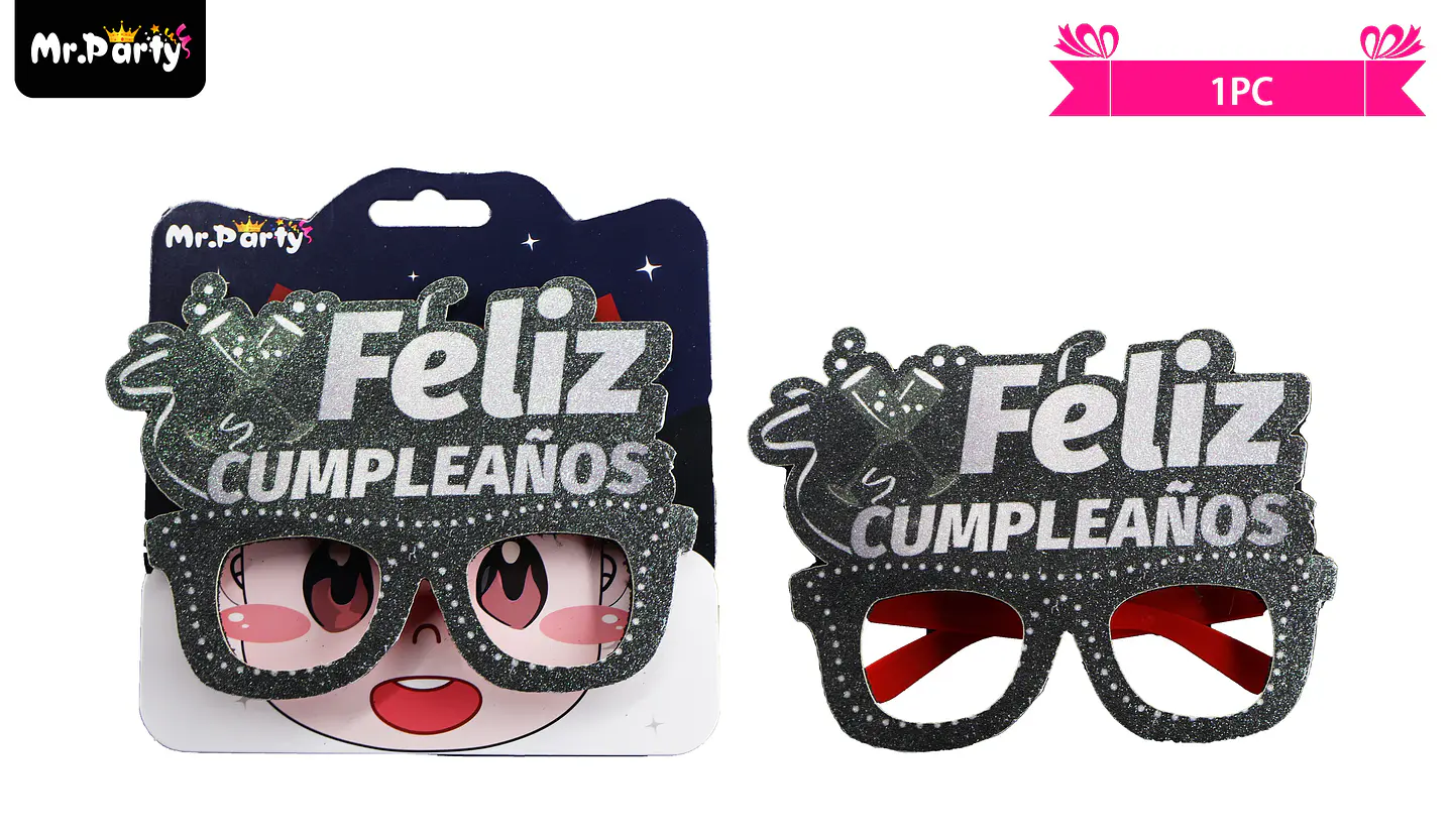 Lentes cotillón feliz cumpleaños con copas 1