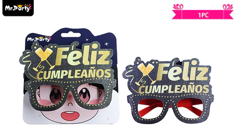 Lentes cotillón feliz cumpleaños con copas