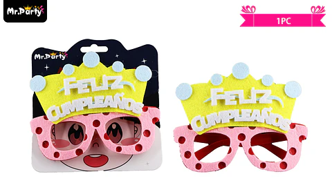 Lentes cotillón feliz cumpleaños con corona