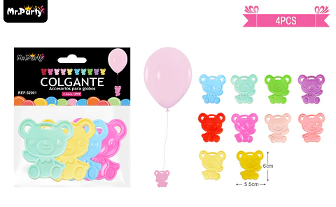 Colgante oso para decoración de globos 4pcs color aleatorio