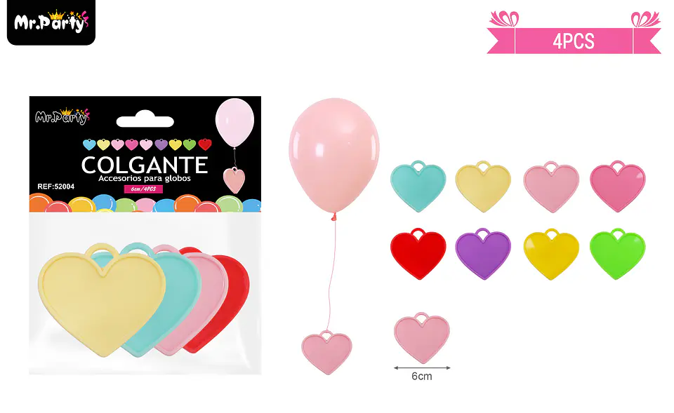 Colgante corazón para decoración de globos 4pcs color aleatorio 1