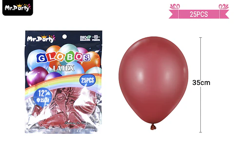 Globos de látex granate mate 35cm 25pcs