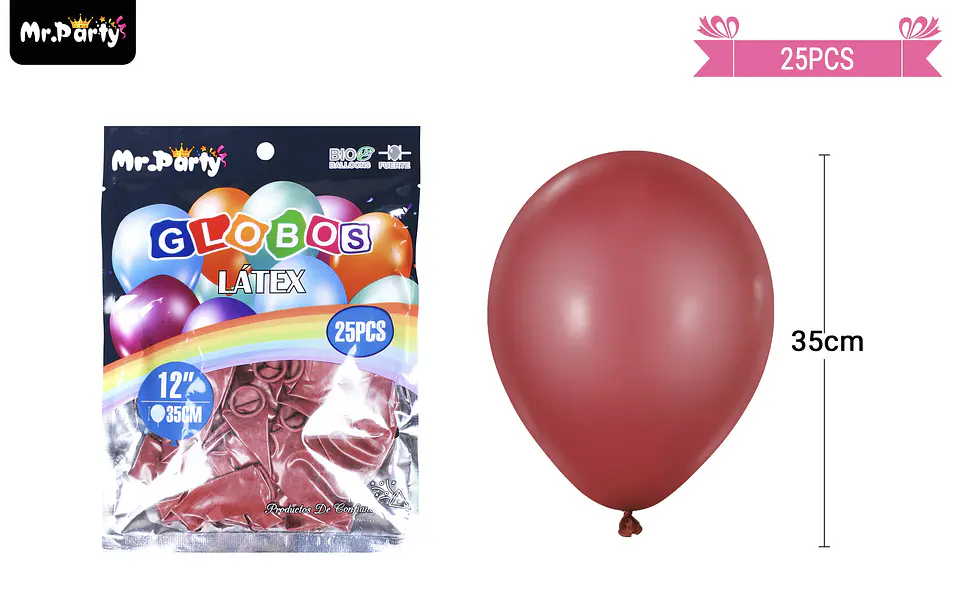 Globos de látex granate mate 35cm 25pcs 1