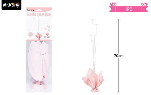 Soporte para globos color rosa con varillas 70cm