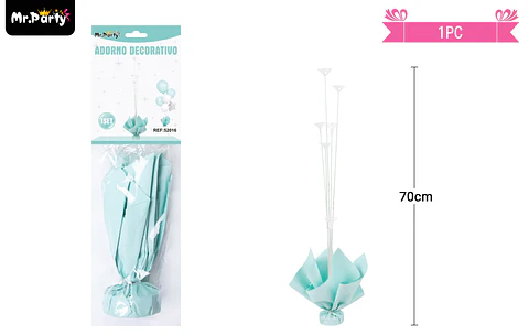 Soporte para globos color azul tiffany con varillas 70cm