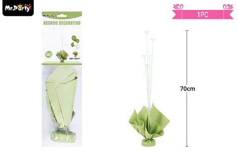 Soporte para globos color verde con varillas 70cm