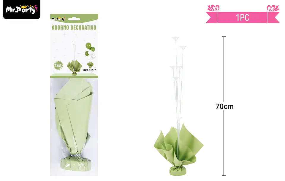 Soporte para globos color verde con varillas 70cm 1