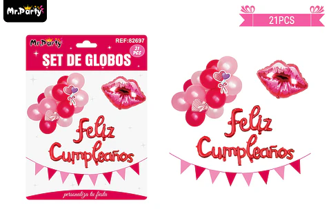 Set de globos y banderines con beso 21pcs 