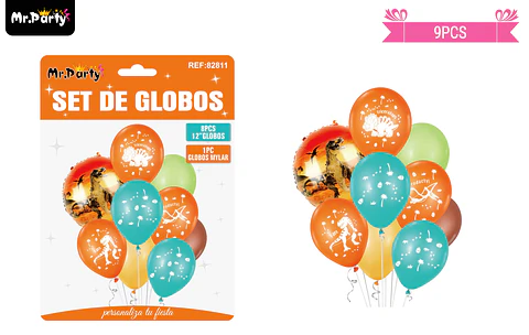 Set globos de látex con dinosaurio 9pcs